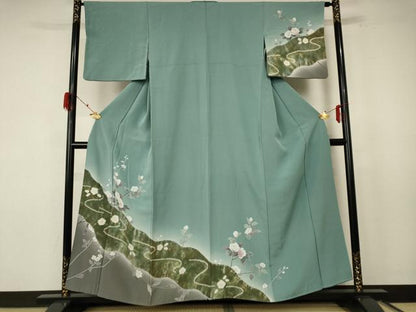 平和屋着物●訪問着 絞り 枝花文 金彩 正絹 逸品 AABF3329nf