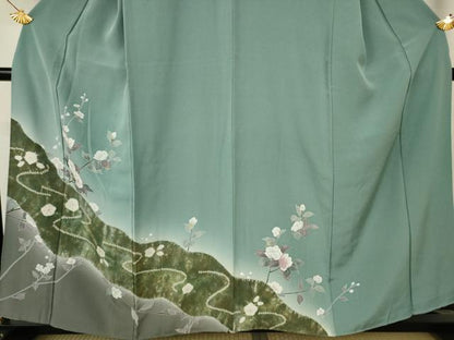 平和屋着物●訪問着 絞り 枝花文 金彩 正絹 逸品 AABF3329nf
