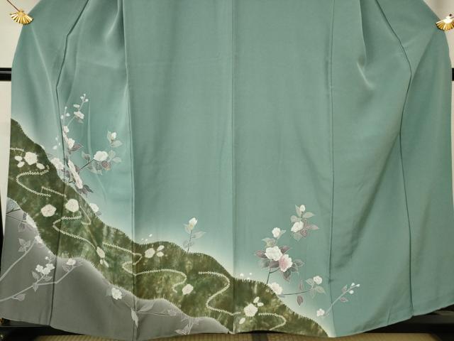 平和屋着物●訪問着 絞り 枝花文 金彩 正絹 逸品 AABF3329nf