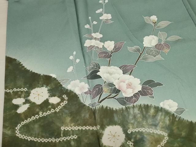 平和屋着物●訪問着 絞り 枝花文 金彩 正絹 逸品 AABF3329nf