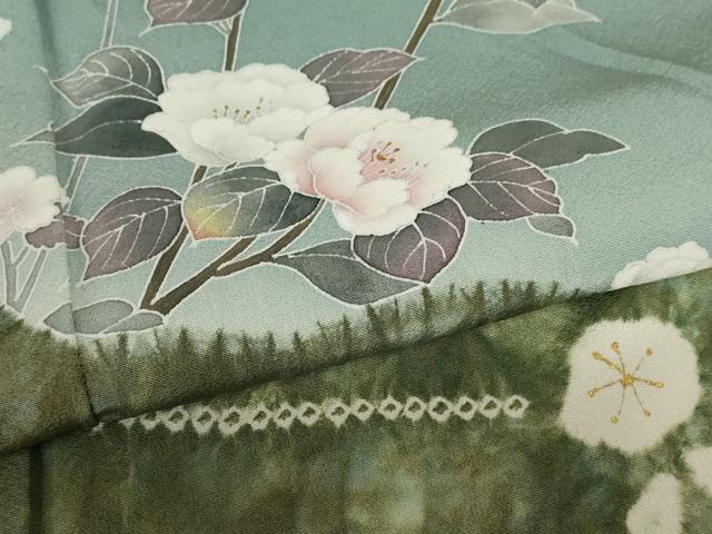 平和屋着物●訪問着 絞り 枝花文 金彩 正絹 逸品 AABF3329nf