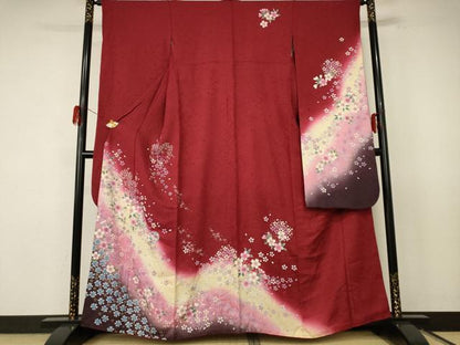平和屋着物●豪華振袖 花毬文 暈し染め 金彩 金通し地 正絹 逸品 AABF3330nf