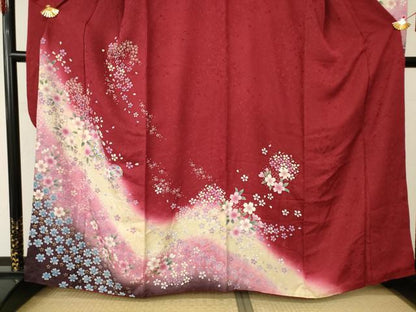 平和屋着物●豪華振袖 花毬文 暈し染め 金彩 金通し地 正絹 逸品 AABF3330nf