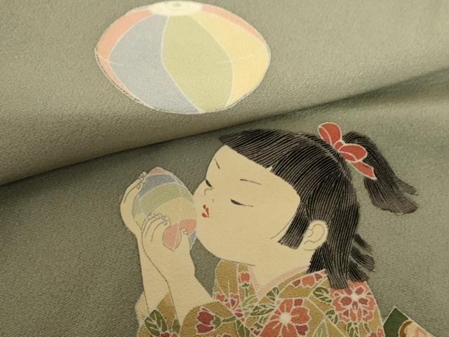 平和屋着物●十日町友禅作家 関口遼一 訪問着 童子遊び 暈し染め 正絹 逸品 AABF3334nf