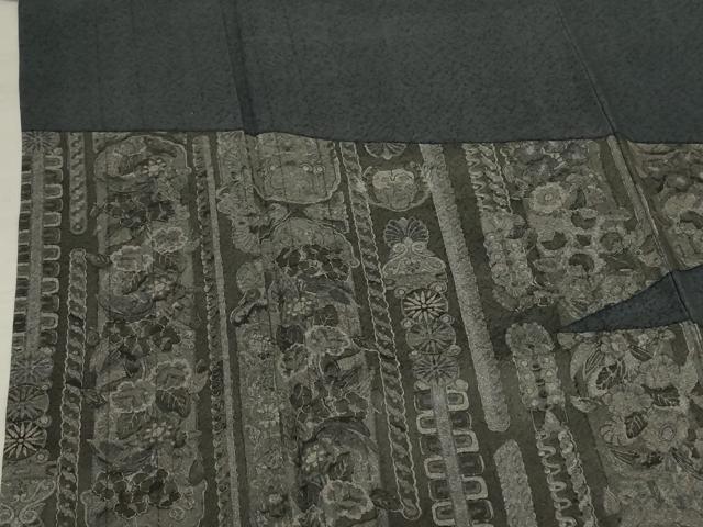 平和屋着物●山岡古都・古都染人 染織美術品 薬墨染 天目織 お召 訪問着 更紗花文 正絹 逸品 AABF3339nf
