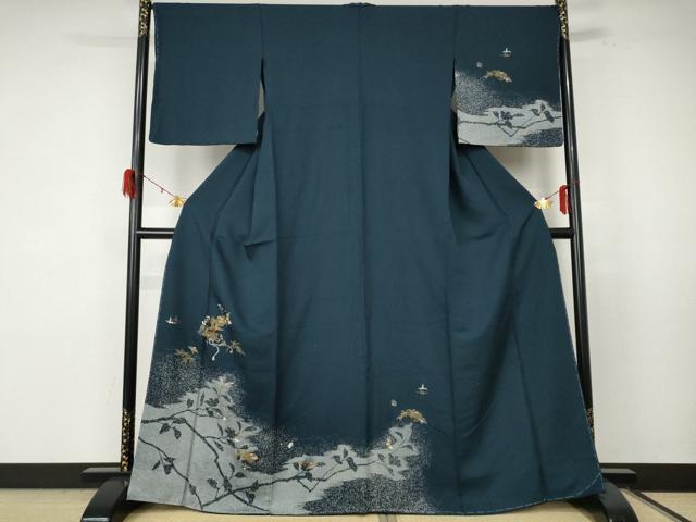 平和屋着物●訪問着 竹屋町刺繍 雪輪吉祥文 金彩 背抜き仕立て 正絹 逸品 未使用 AABF3340nf