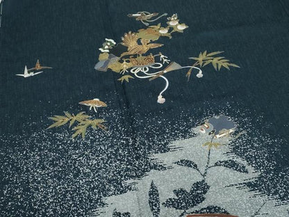 平和屋着物●訪問着 竹屋町刺繍 雪輪吉祥文 金彩 背抜き仕立て 正絹 逸品 未使用 AABF3340nf