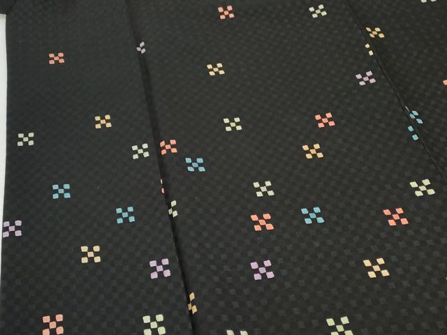平和屋着物●訪問着 市松地紋 黒地 正絹 逸品 AABF3341nf