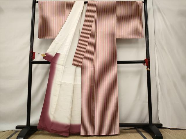 平和屋着物■上質な小紋 縞 正絹 逸品 AABF3359st