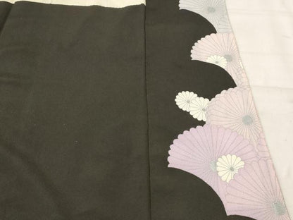平和屋着物■豪華黒留袖　刺繍　草花文　銀糸　銀彩　正絹　逸品　AABF3367st