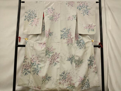 平和屋着物■上質な小紋 寿光織 舞花文 銀糸 正絹 逸品 AABF3376st