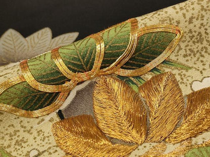 平和屋着物■豪華黒留袖　駒刺繍　松竹梅　暈し染め　金糸　金彩　正絹　逸品　AABF3377st