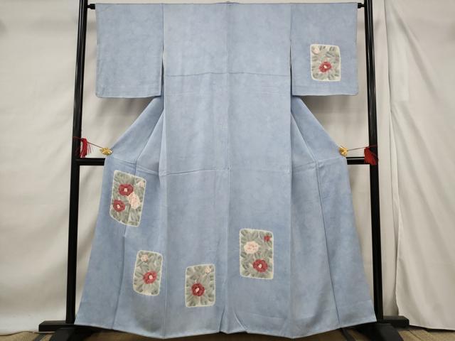 平和屋着物■訪問着 絞り 色紙花文 正絹 逸品 AABF3387st