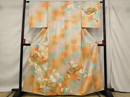 平和屋着物■訪問着 駒刺繍 文箱 葡萄 暈し染め 金彩 正絹 逸品 AABF3389st