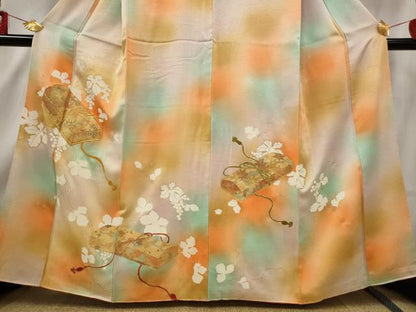 平和屋着物■訪問着 駒刺繍 文箱 葡萄 暈し染め 金彩 正絹 逸品 AABF3389st