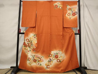 平和屋着物■訪問着 駒刺繍 地紙花文 暈し染め 金彩 正絹 逸品 AABF3397st