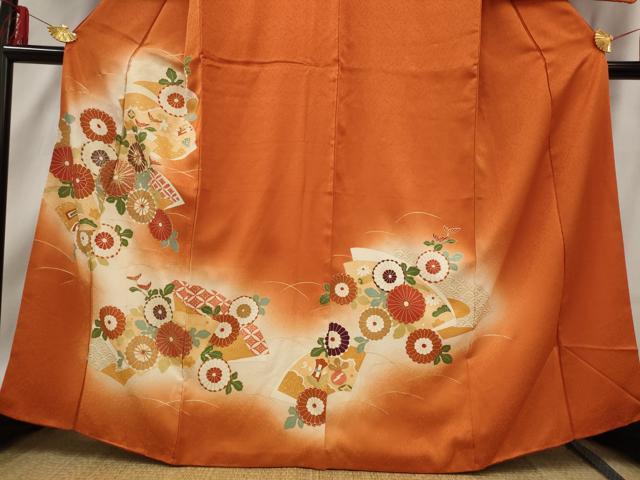 平和屋着物■訪問着 駒刺繍 地紙花文 暈し染め 金彩 正絹 逸品 AABF3397st