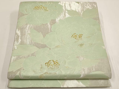 平和屋着物◎六通柄袋帯 草花文 金銀糸 正絹 逸品 AABF3422iu