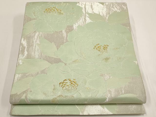 平和屋着物◎六通柄袋帯 草花文 金銀糸 正絹 逸品 AABF3422iu