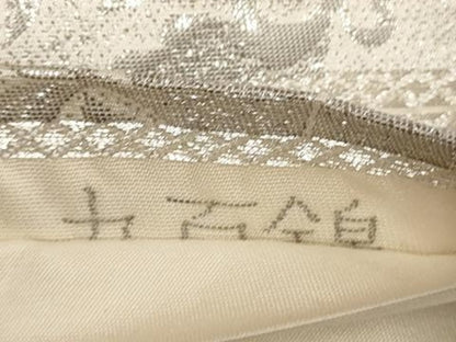 平和屋着物◎六通柄袋帯 唐織 九百錦 更紗花文 プラチナ箔 正絹 逸品 AABF3424iu