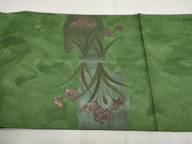 平和屋着物◎太鼓柄袋帯 流水花文 金糸 正絹 逸品 AABF3432iu