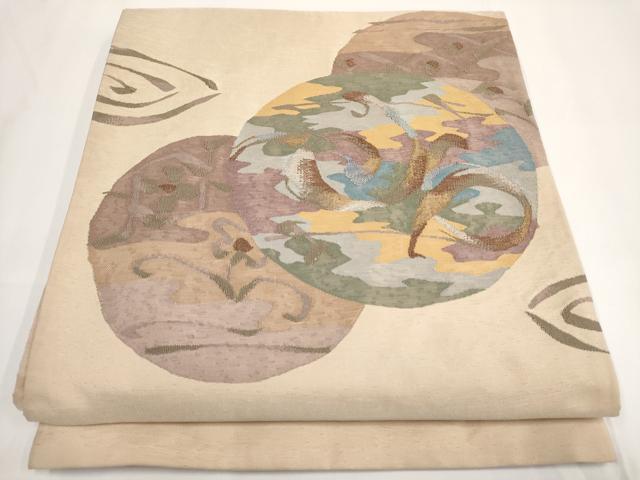 平和屋着物◎太鼓柄袋帯 花丸文 金銀糸 正絹 逸品 AABF3434iu