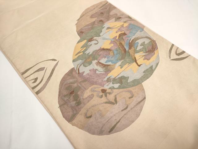平和屋着物◎太鼓柄袋帯 花丸文 金銀糸 正絹 逸品 AABF3434iu