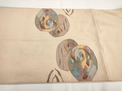 平和屋着物◎太鼓柄袋帯 花丸文 金銀糸 正絹 逸品 AABF3434iu