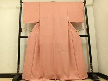 平和屋着物■上質な色無地 紋意匠 一斤染色 正絹 逸品 AABF3523ph