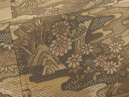 平和屋着物■上質な紬　草花文　正絹　逸品　AABF3543ph
