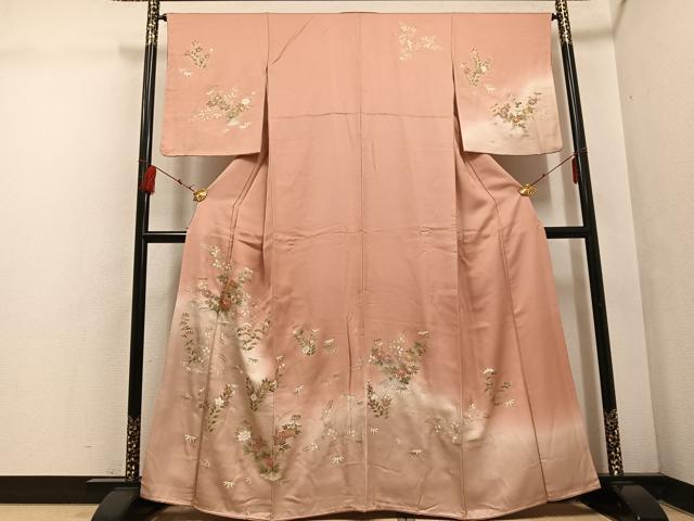 平和屋着物■訪問着 草花文 暈し染め 金彩 正絹 逸品 AABF3545ph