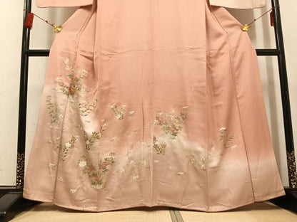 平和屋着物■訪問着 草花文 暈し染め 金彩 正絹 逸品 AABF3545ph