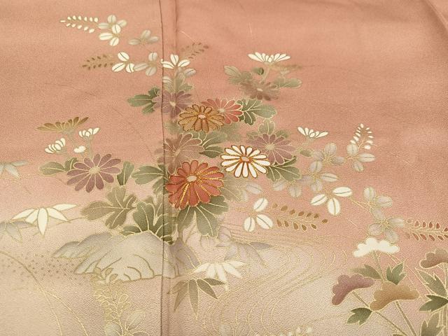 平和屋着物■訪問着 草花文 暈し染め 金彩 正絹 逸品 AABF3545ph