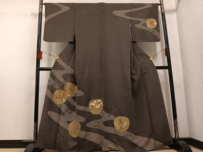 平和屋着物■訪問着 草花文 金彩 正絹 逸品 AABF3553ph