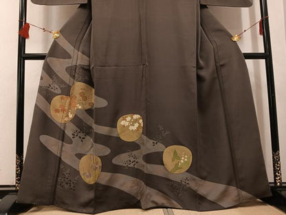 平和屋着物■訪問着 草花文 金彩 正絹 逸品 AABF3553ph