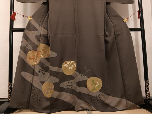 平和屋着物■訪問着 草花文 金彩 正絹 逸品 AABF3553ph