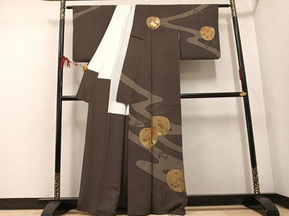平和屋着物■訪問着 草花文 金彩 正絹 逸品 AABF3553ph