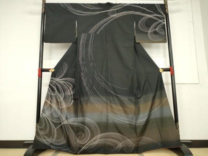 平和屋着物●訪問着 紬地 刺し子 正絹 逸品 AABF3561ck