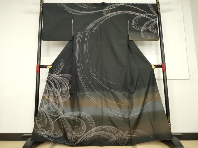 平和屋着物●訪問着 紬地 刺し子 正絹 逸品 AABF3561ck