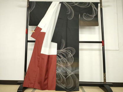 平和屋着物●訪問着 紬地 刺し子 正絹 逸品 AABF3561ck