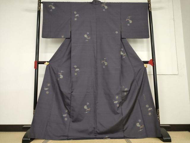平和屋着物●京の名門・菱屋六右ェ門 紬 訪問着 宝尽くし 金糸 正絹 逸品 AABF3564ck