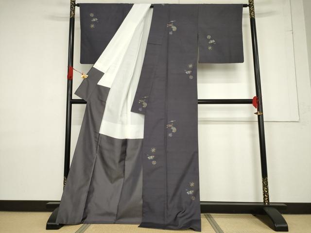 平和屋着物●京の名門・菱屋六右ェ門 紬 訪問着 宝尽くし 金糸 正絹 逸品 AABF3564ck