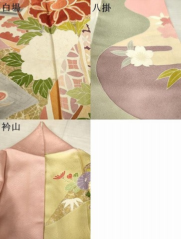平和屋着物●創業460年・千總　振袖　駒刺繍　矢羽根花文　暈し染め　金彩　松坂屋扱い　正絹　逸品　AABF3565ck