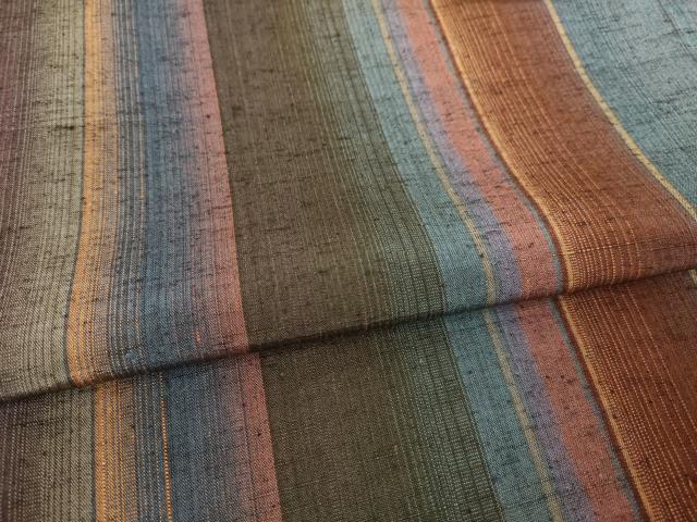 平和屋着物●結城紬 縞 証紙付き 正絹 逸品 未使用 AABF3576ck