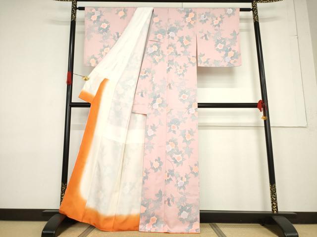 平和屋着物●上質な小紋 枝花文 正絹 逸品 AABF3580ck