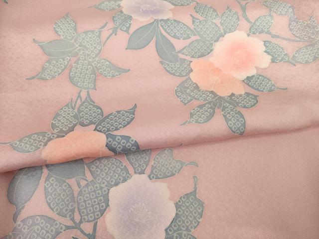 平和屋着物●上質な小紋 枝花文 正絹 逸品 AABF3580ck