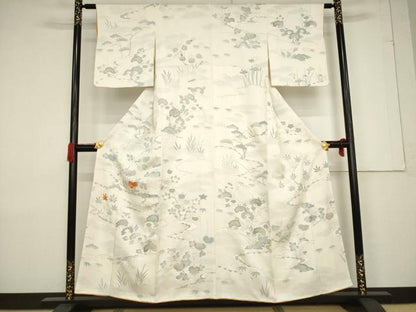 平和屋着物●訪問着 駒刺繍 舞花文 金彩 正絹 逸品 AABF3581ck