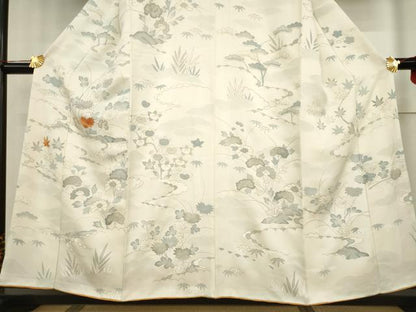 平和屋着物●訪問着 駒刺繍 舞花文 金彩 正絹 逸品 AABF3581ck