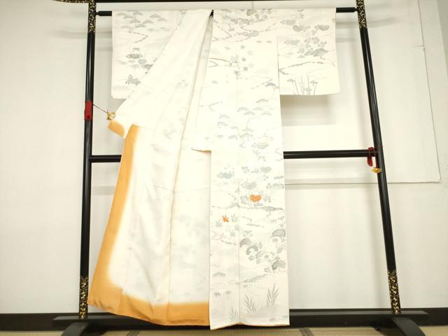 平和屋着物●訪問着 駒刺繍 舞花文 金彩 正絹 逸品 AABF3581ck