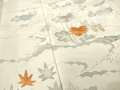 平和屋着物●訪問着 駒刺繍 舞花文 金彩 正絹 逸品 AABF3581ck